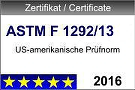 Zertifikat ASTM F 1292/13 – US-amerikanische Prüfnorm